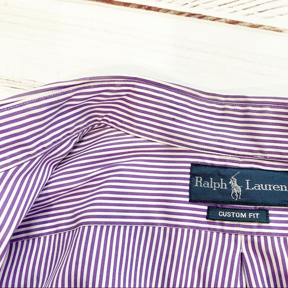 RALPH LAUREN Purple White Pinstripe Dress Shirt XL - Picture 5 of 7